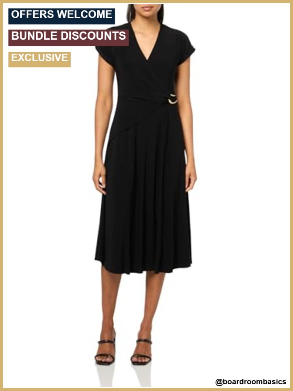 V-Neck Jersey Mini Flare Dress Short Sleeve Belted